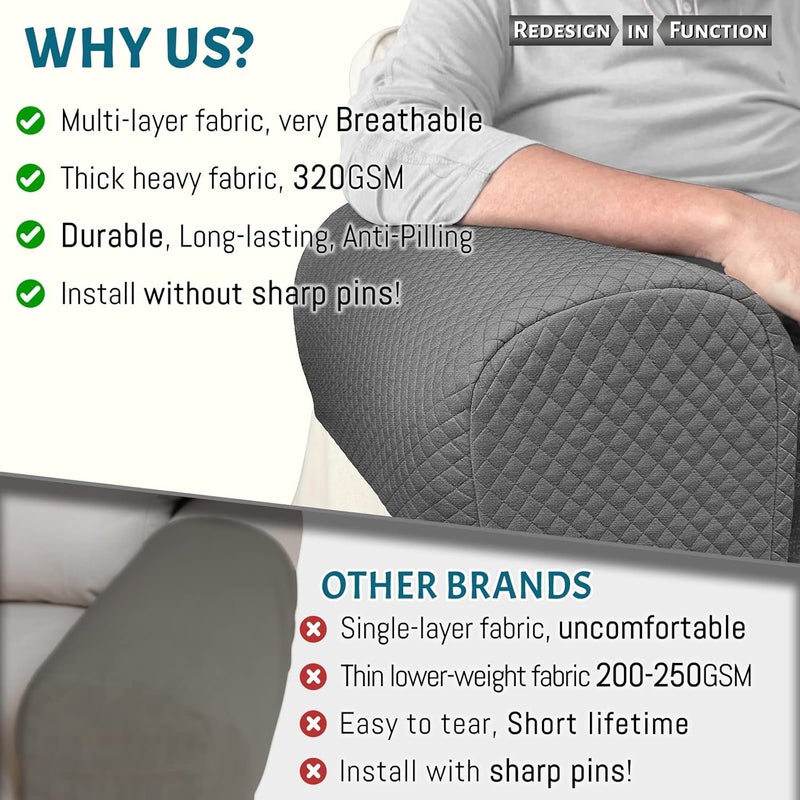 Roytub Stretch Couch Arm Covers, Breathable Armrest Covers for Sofas and Chairs Arm Cover Keep Your Home Clean, Sofa Arm Cover can Decorate and Protect Your Sofa(2 PCS, Grey) - Image 2